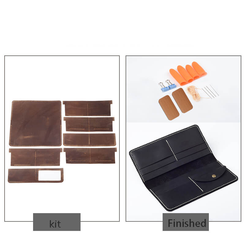 Long Phone Wallet Crazy Horse Leather DIY Kit – Babylon Leather