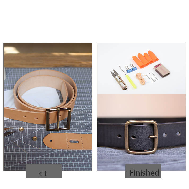 Men's Antique Brass Belt Veg Tanned Leather DIY Kit – Babylon Leather