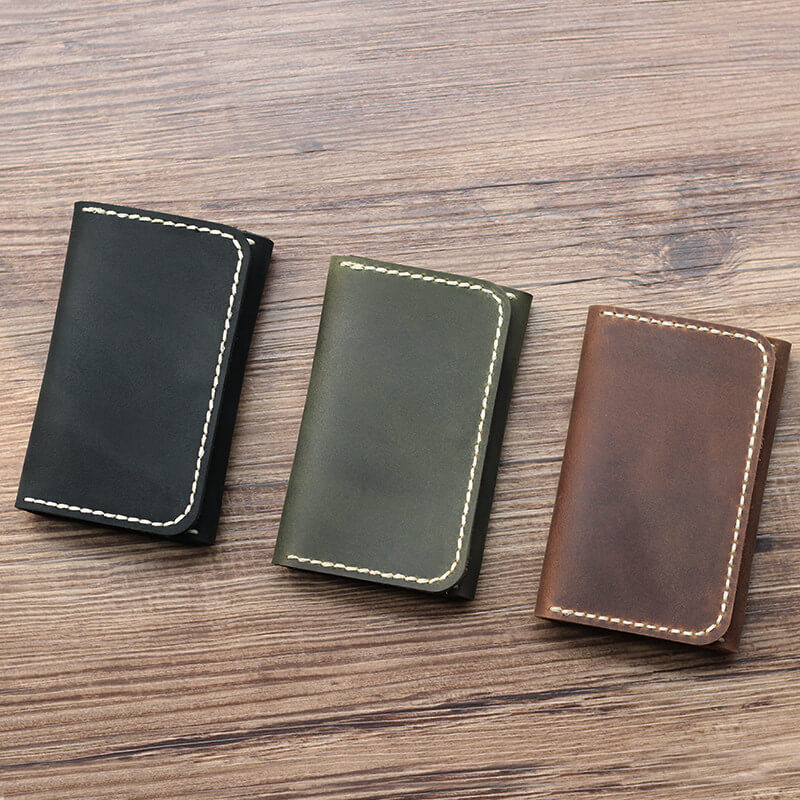 Vintage Card Holder Crazy Horse Leather DIY Kit – Babylon Leather