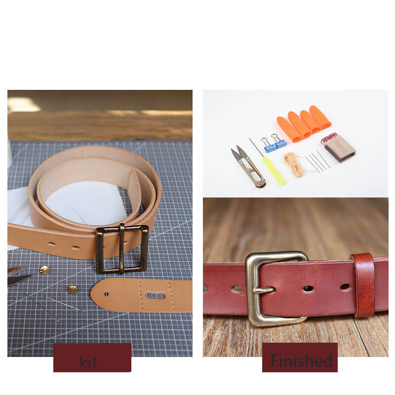 Men's Antique Brass Belt Veg Tanned Leather DIY Kit – Babylon Leather
