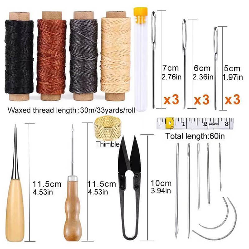 28-Piece Leather Craft Hand Sewing Tool Kit in Case – Babylon Leather - Babylon LeatherBabylon LeatherXH70-Black-Sets(28pcs)