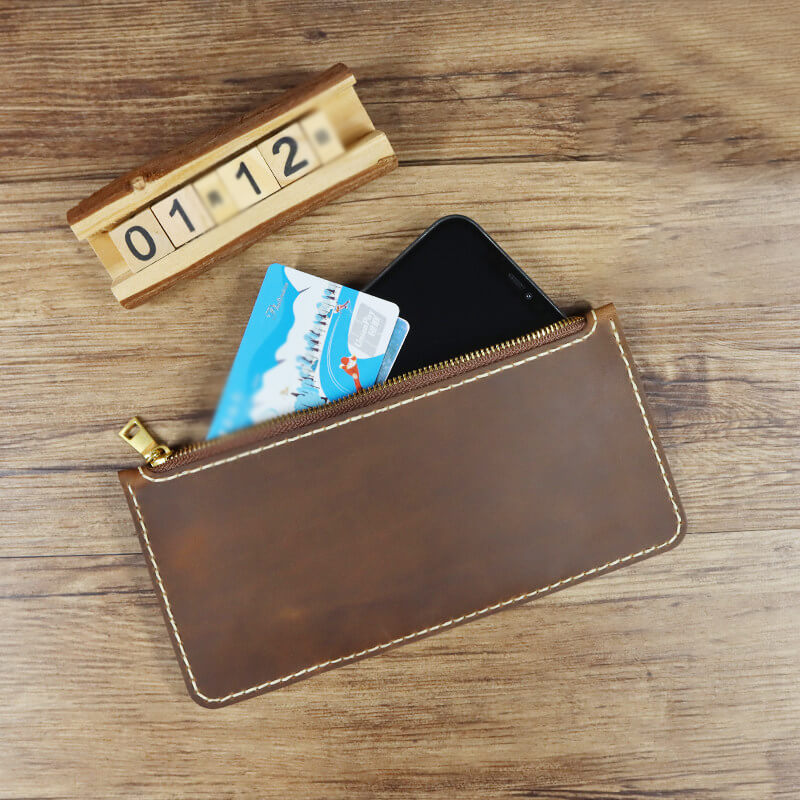 Zip Clutch Phone Wallet Crazy Horse Leather DIY Kit – Babylon Leather