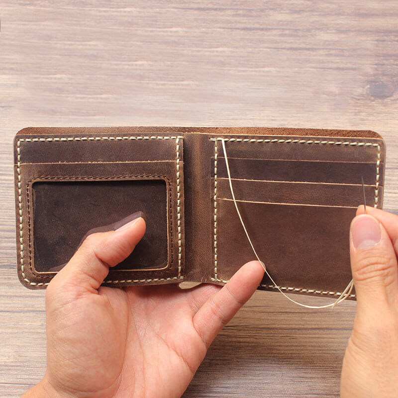 Men's Bifold Wallet Crazy Horse Leather DIY Kit – Babylon Leather