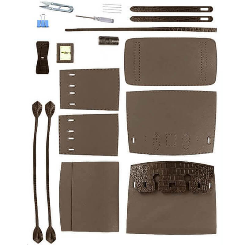Birkin-Style Leather Tote Bag DIY Kit with Crocodile Flap – Babylon Leather