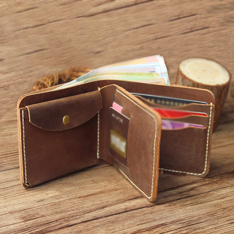 Men's Trifold Wallet Crazy Horse Leather DIY Kit – Babylon Leather