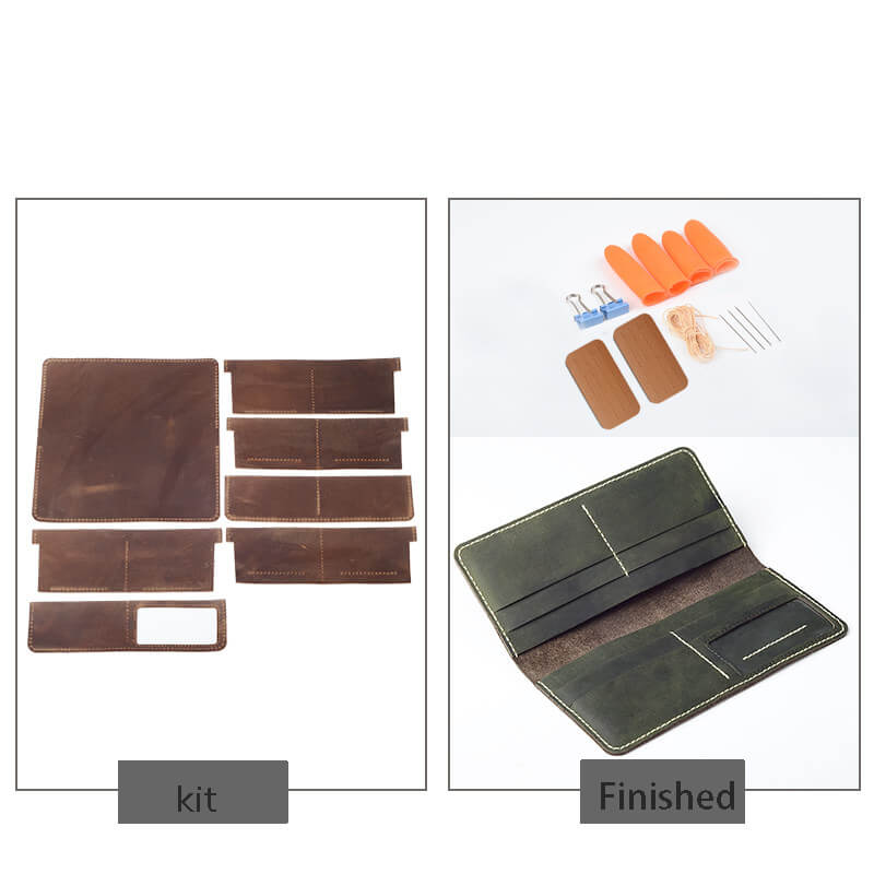 Long Phone Wallet Crazy Horse Leather DIY Kit – Babylon Leather