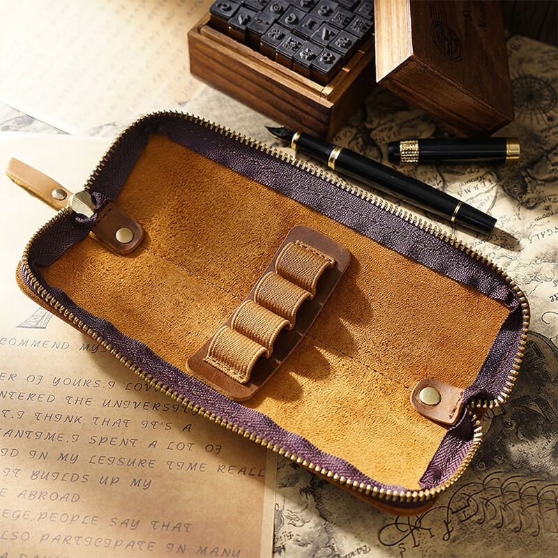 Mini Zip Leather Pen Case – Babylon Leather