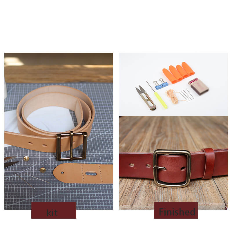 Men's Antique Brass Belt Veg Tanned Leather DIY Kit – Babylon Leather