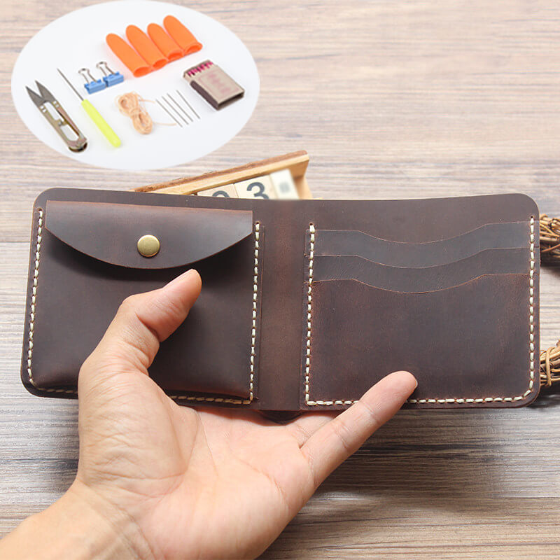 Buckle Wallet with Coin Crazy Horse Leather DIY Kit – Babylon Leather