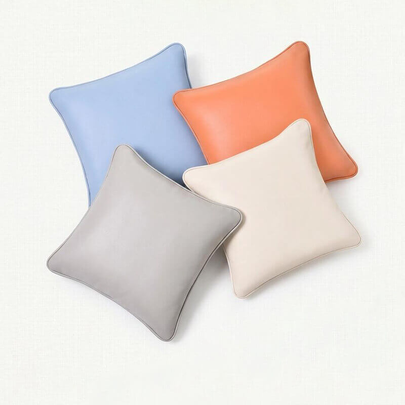 Textured Top Grain Cowhide Leather Lumbar Pillow Cover