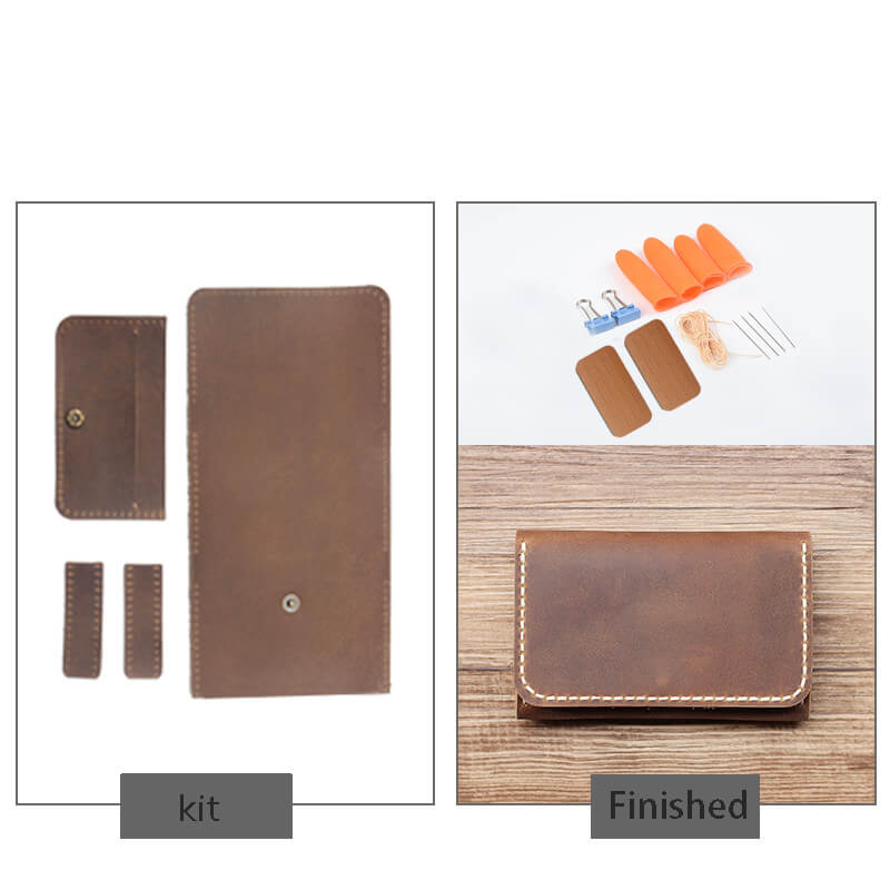 Vintage Card Holder Crazy Horse Leather DIY Kit – Babylon Leather