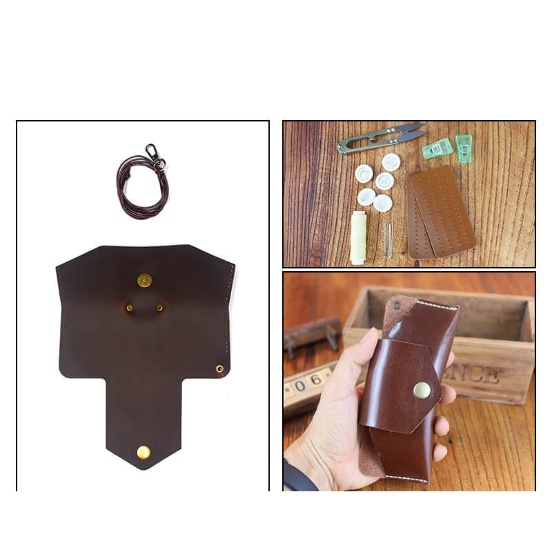 Glasses Case with Lanyard Veg Tanned Leather DIY Kit – Babylon Leather