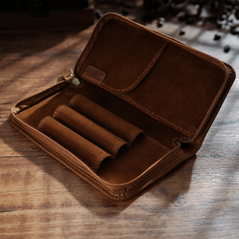 Square Zip Leather Pen Box – Babylon Leather