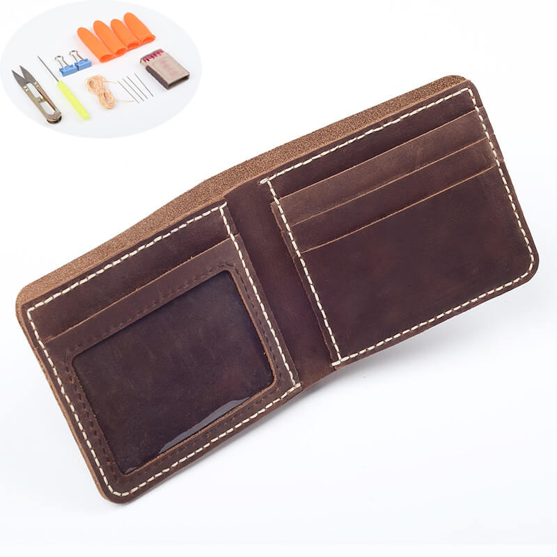 Men's Bifold Wallet Crazy Horse Leather DIY Kit – Babylon Leather