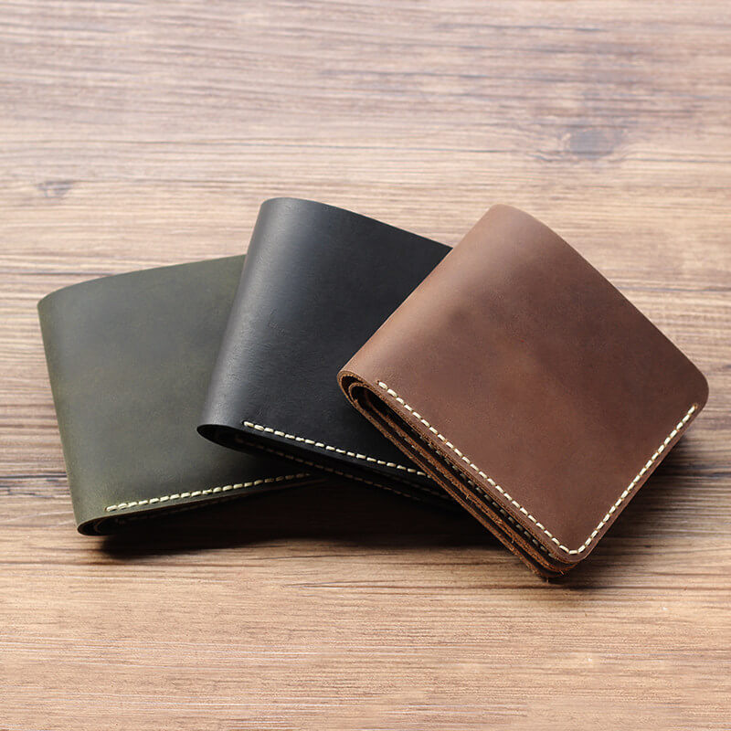 Men's Trifold Wallet Crazy Horse Leather DIY Kit – Babylon Leather