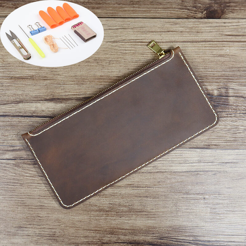 Zip Clutch Phone Wallet Crazy Horse Leather DIY Kit – Babylon Leather