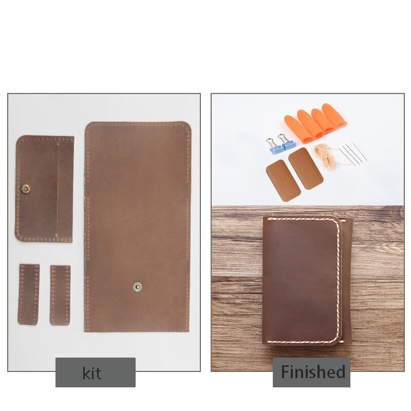 Large Card Coin Case Crazy Horse Leather DIY Kit – Babylon Leather