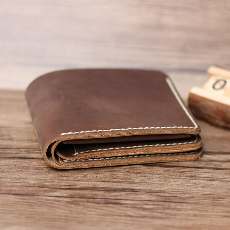 Men's Trifold Wallet Crazy Horse Leather DIY Kit – Babylon Leather