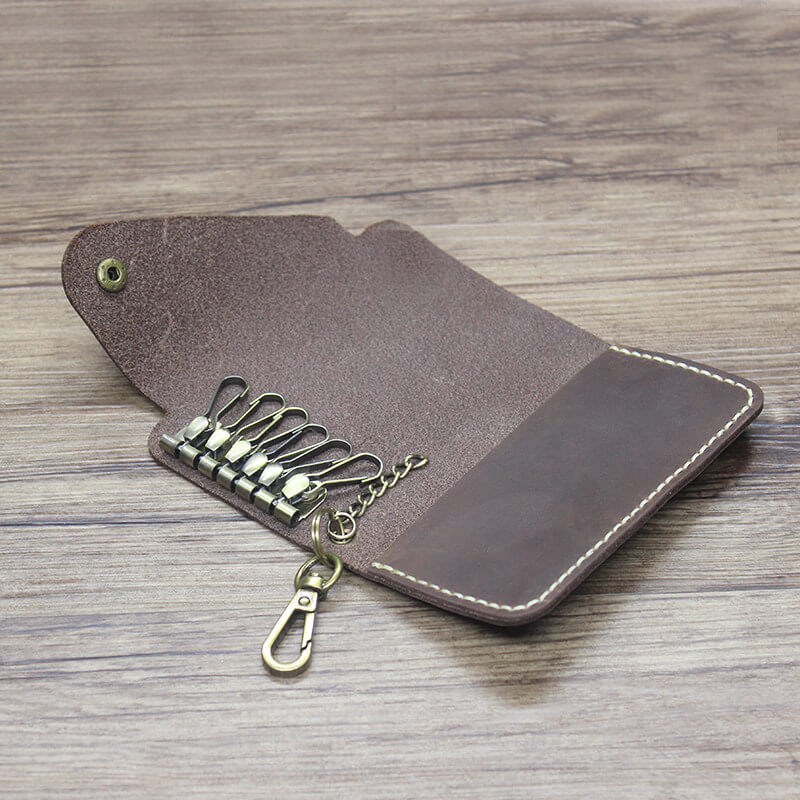 Car Key Pouch with Hook Crazy Horse Leather DIY Kit – Babylon Leather