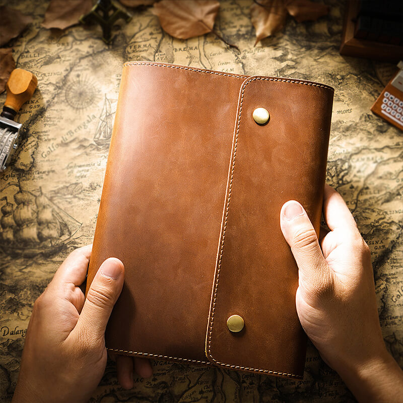 Crazy Horse Leather Snap Closure Notebook Cover A5 – Babylon Leather