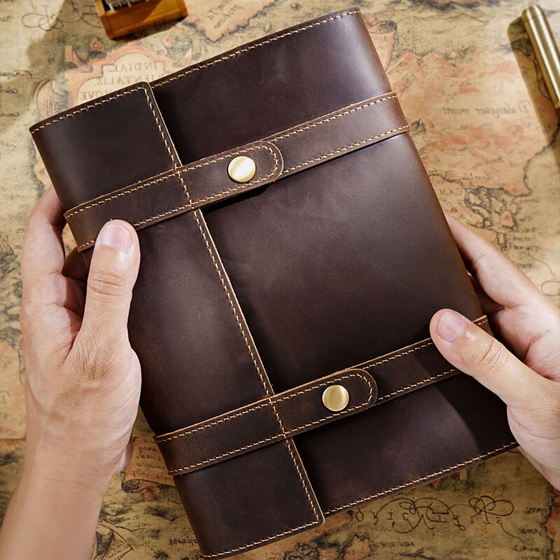 Crazy Horse Leather Trifold Notebook Cover A5 – Babylon Leather