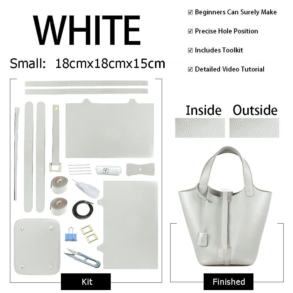 Lined Togo Leather Picotin Bag DIY Kit with Oblique Pricked Holes – Babylon Leather