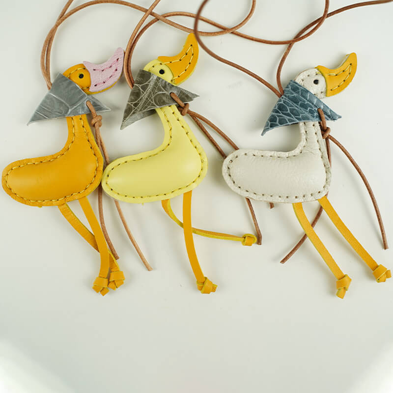 Lucky Duck Leather Bag Charm