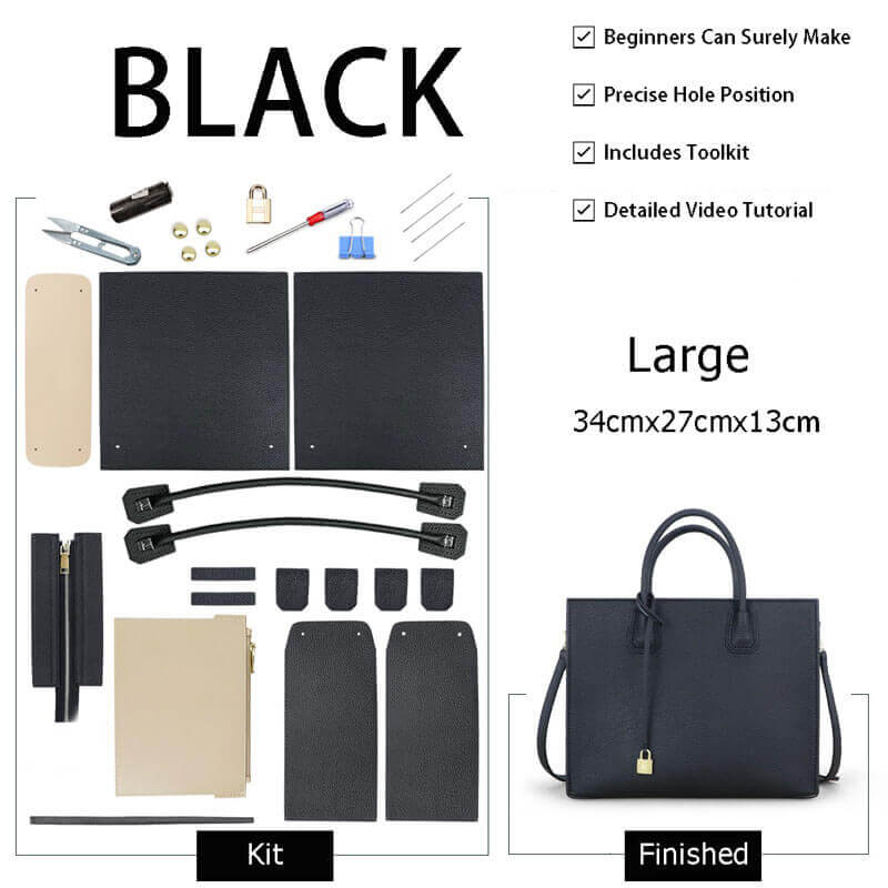 Aby Lock Leather Bag DIY Kit – Babylon Leather - Babylon LeatherBabylon LeatherSY07 - Black - Large - Color - Matched