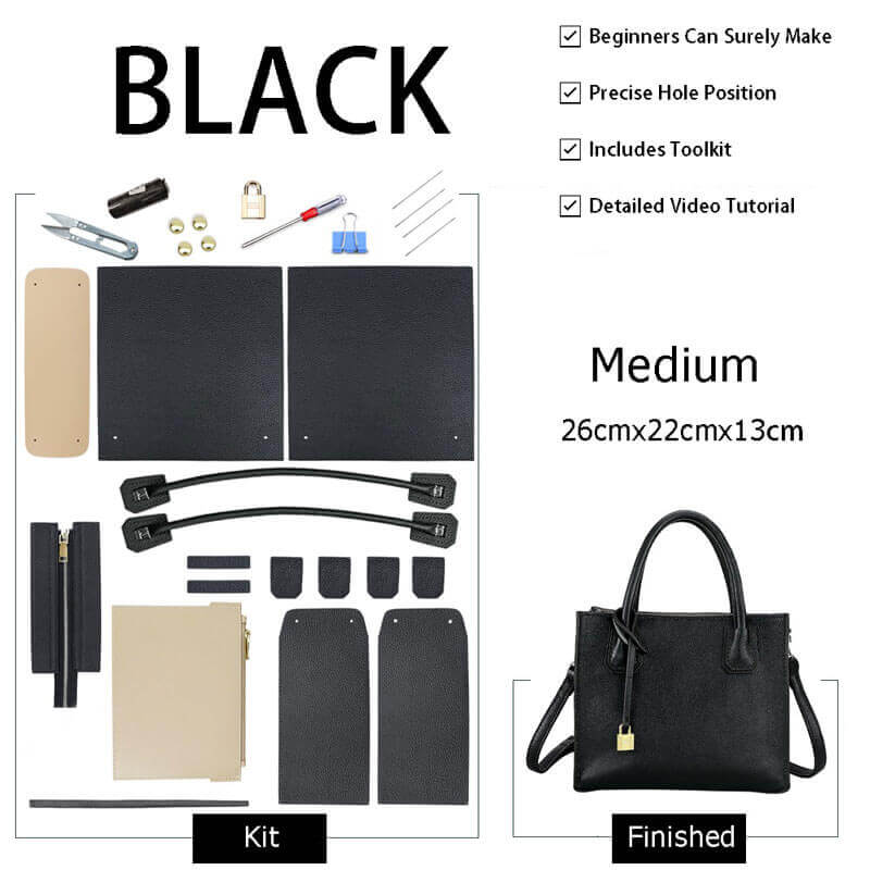 Aby Lock Leather Bag DIY Kit – Babylon Leather - Babylon LeatherBabylon LeatherSY07 - Black - Medium - Color - Matched