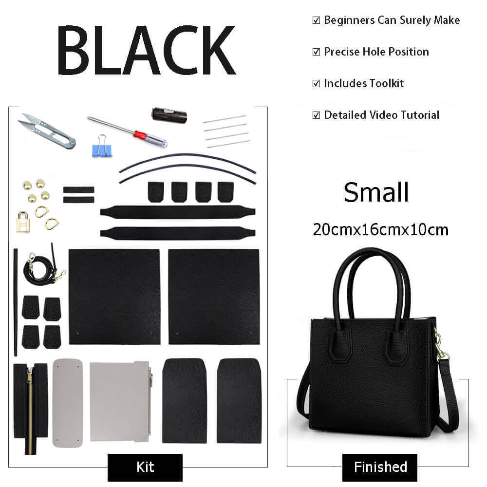 Aby Lock Leather Bag DIY Kit – Babylon Leather - Babylon LeatherBabylon LeatherSY07 - Black - Small - Color - Matched