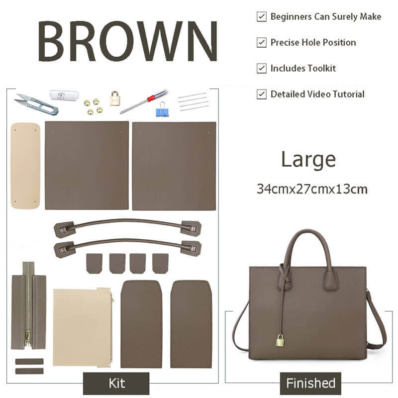 Aby Lock Leather Bag DIY Kit – Babylon Leather - Babylon LeatherBabylon LeatherSY07 - Brown - Large - Color - Matched