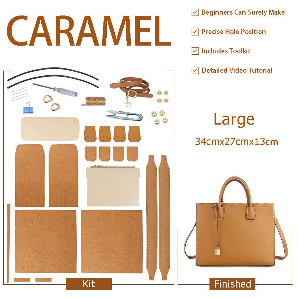 Aby Lock Leather Bag DIY Kit – Babylon Leather - Babylon LeatherBabylon LeatherSY07 - Caramel - Large - Color - Matched