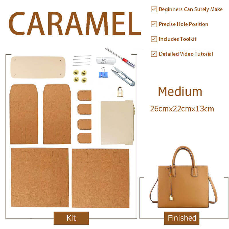 Aby Lock Leather Bag DIY Kit – Babylon Leather - Babylon LeatherBabylon LeatherSY07 - Caramel - Medium - Color - Matched