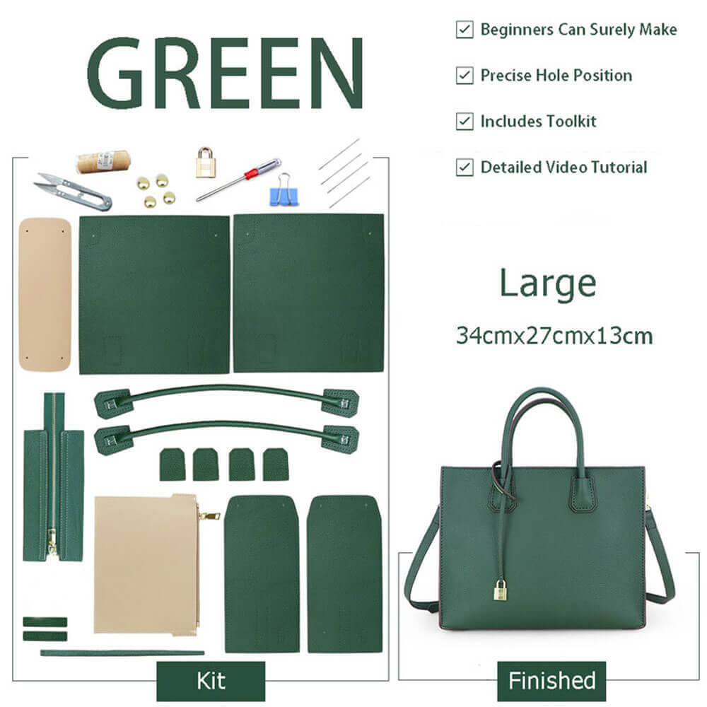 Aby Lock Leather Bag DIY Kit – Babylon Leather - Babylon LeatherBabylon LeatherSY07 - Green - Large - Color - Matched