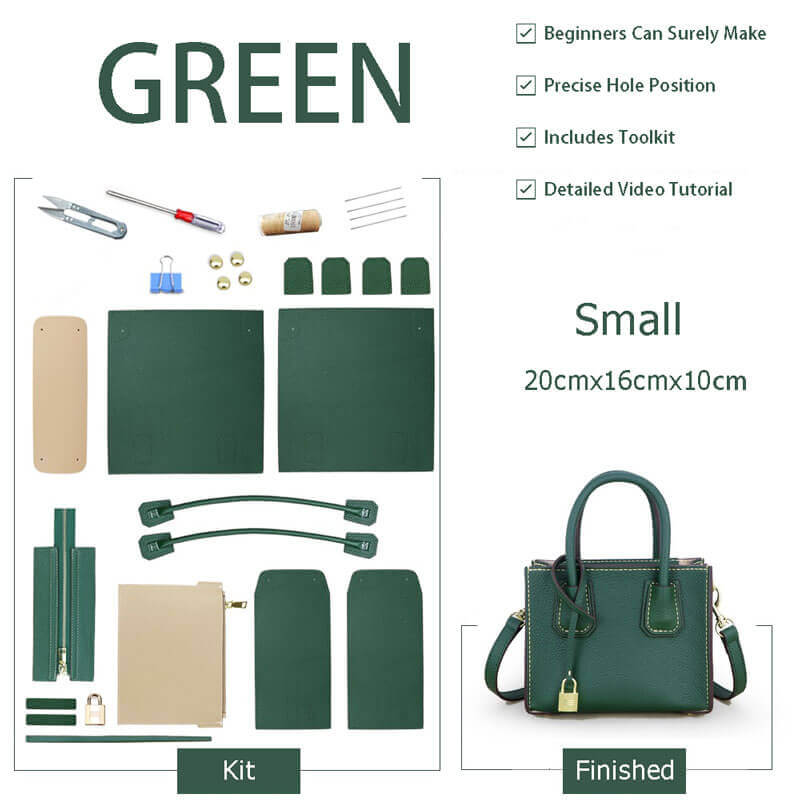 Aby Lock Leather Bag DIY Kit – Babylon Leather - Babylon LeatherBabylon LeatherSY07 - Green - Small - Color - Matched