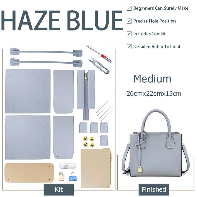 Aby Lock Leather Bag DIY Kit – Babylon Leather - Babylon LeatherBabylon LeatherSY07 - Haze Blue - Medium - Color - Matched