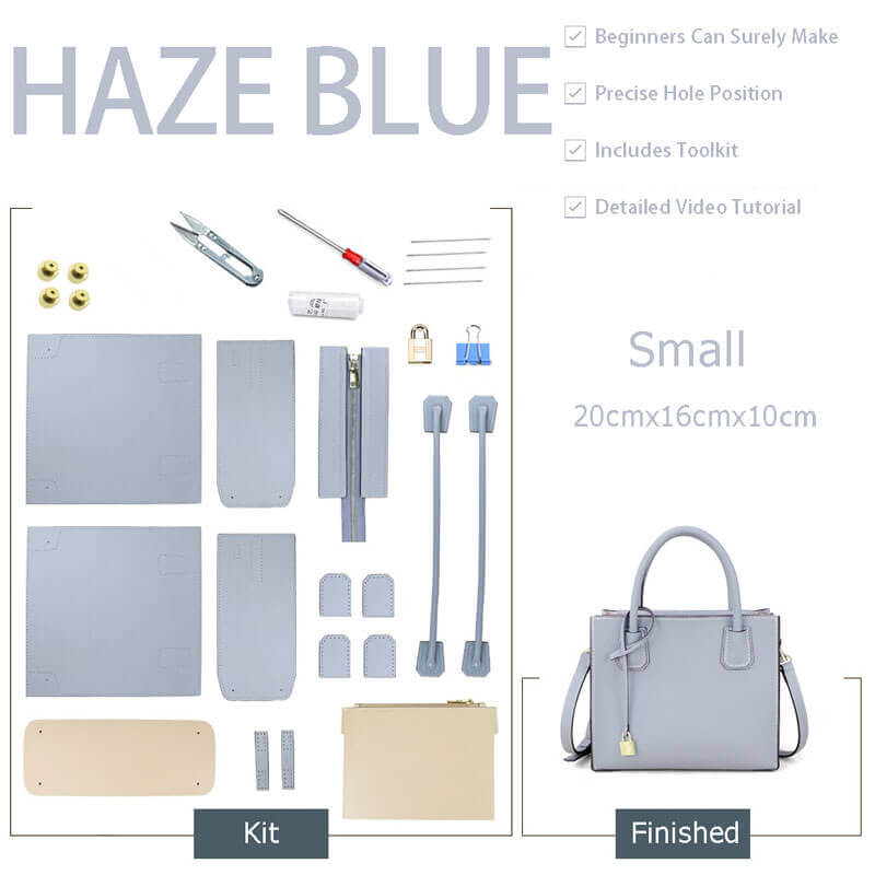 Aby Lock Leather Bag DIY Kit – Babylon Leather - Babylon LeatherBabylon LeatherSY07 - Haze Blue - Small - Color - Matched
