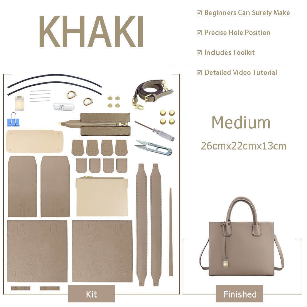 Aby Lock Leather Bag DIY Kit – Babylon Leather - Babylon LeatherBabylon LeatherSY07 - Khaki - Medium - Color - Matched