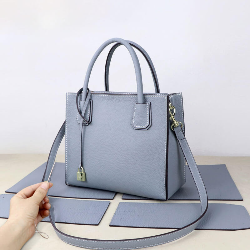 Aby Lock Leather Bag DIY Kit – Babylon Leather - Babylon LeatherBabylon LeatherSY07 - Large - Matching Color - Lychee Pattern Leather - Haze Blue