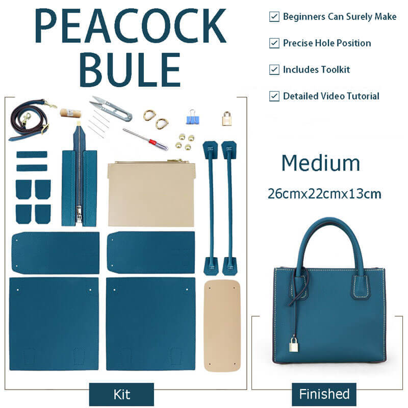 Aby Lock Leather Bag DIY Kit – Babylon Leather - Babylon LeatherBabylon LeatherSY07 - Peacock Blue - Medium - Color - Matched