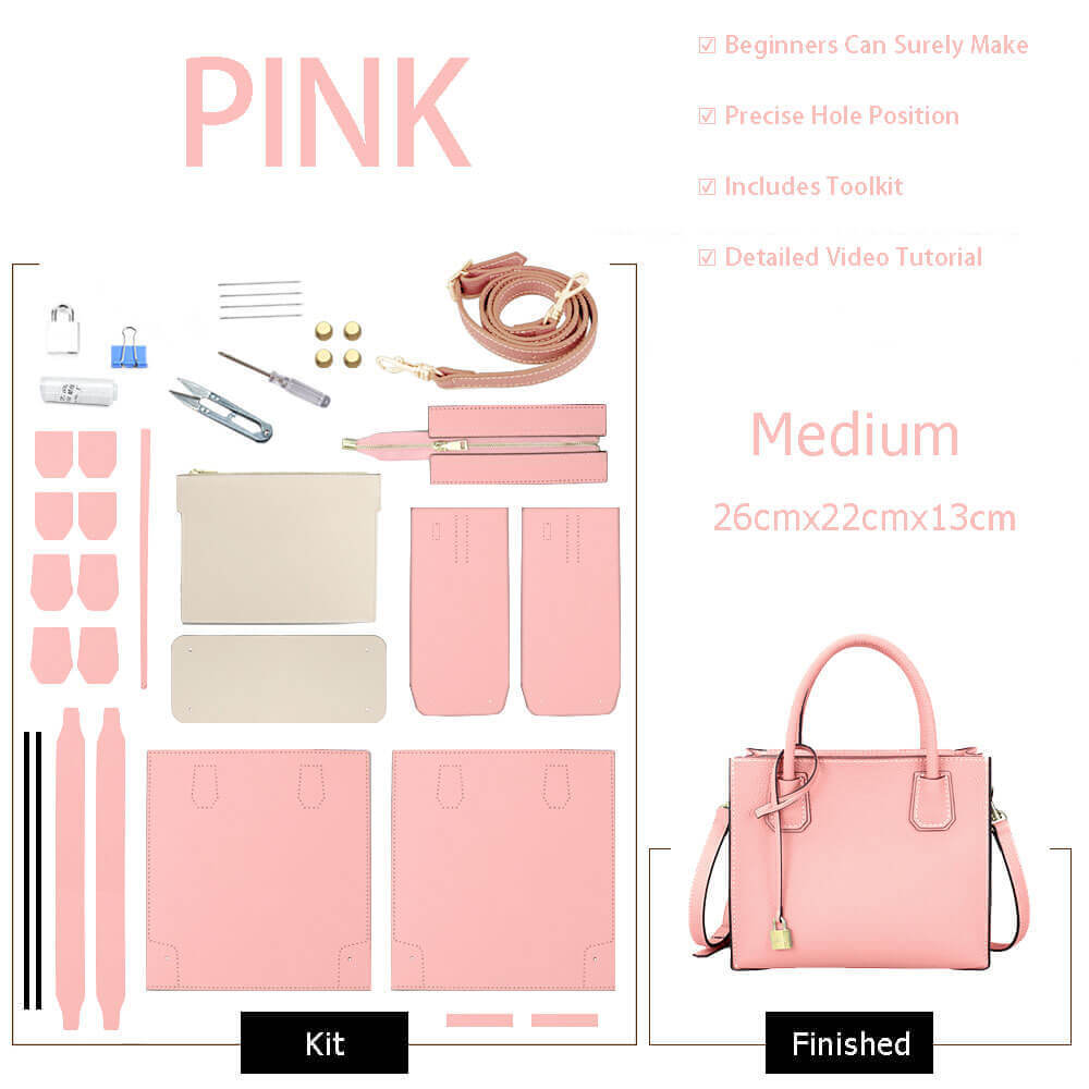 Aby Lock Leather Bag DIY Kit – Babylon Leather - Babylon LeatherBabylon LeatherSY07 - Pink - Medium - Color - Matched