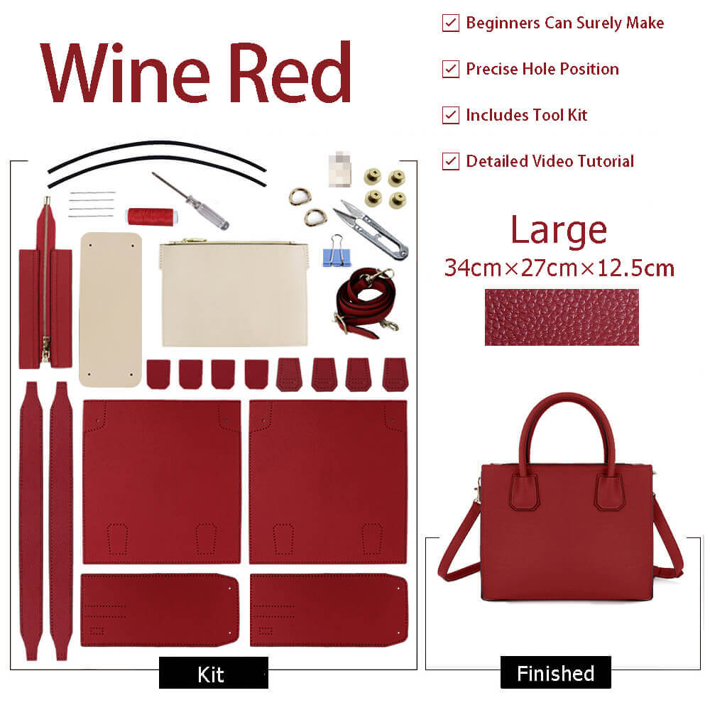 Aby Lock Leather Bag DIY Kit – Babylon Leather - Babylon LeatherBabylon LeatherSY07-Wine Red-Large-Color-Matched