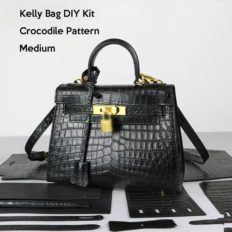 Kelly-Style Leather Bag DIY Kit with Crocodile Pattern Leather – Babylon Leather