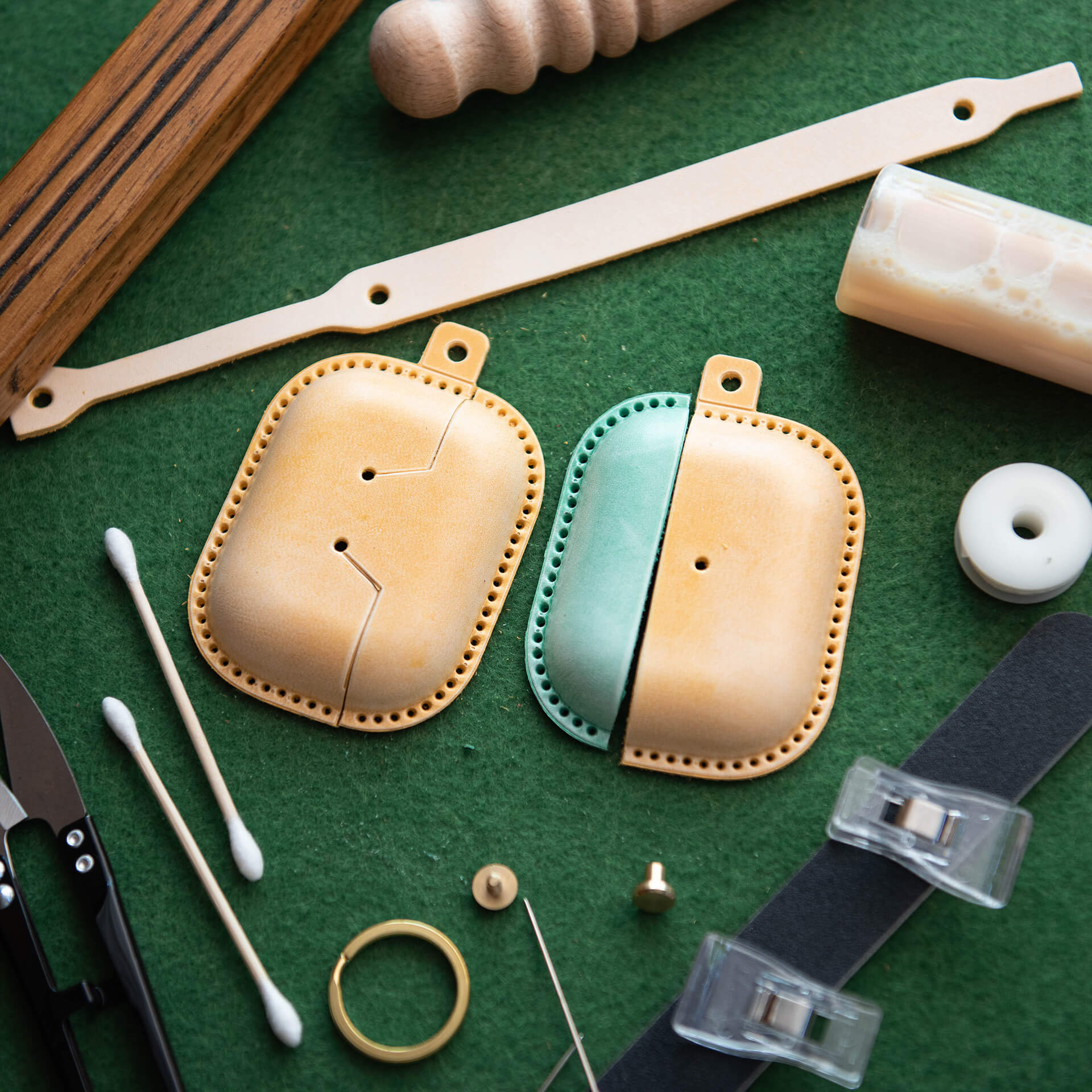 AirPods Case Leather DIY Kit – Babylon Leather - Babylon LeatherBabylon LeatherLZ15 - Yellow & Green - AirPods Pro
