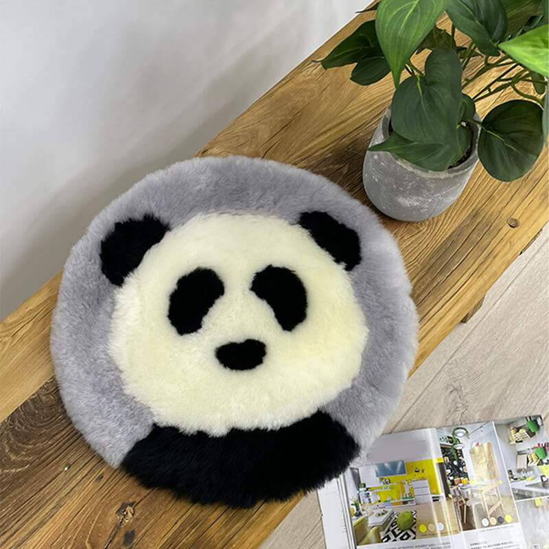 Animal-Shaped Sheepskin Seat Cushion - Babylon Leather - Babylon LeatherBabylon LeatherKM04-Panda