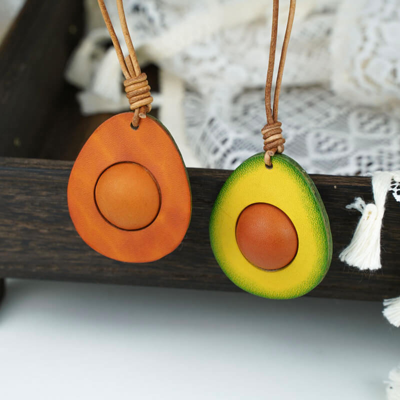 Avocado Shape Leather Charm Keychain – Babylon Leather - Babylon LeatherBabylon LeatherLL70-Green
