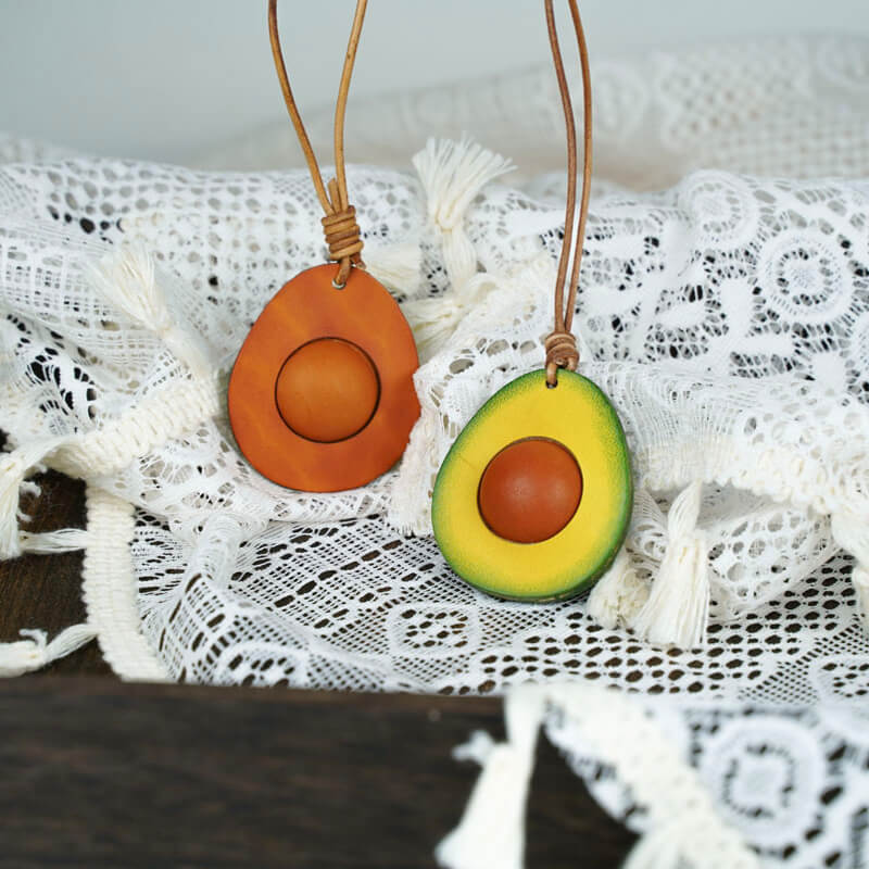 Avocado Shape Leather Charm Keychain – Babylon Leather - Babylon LeatherBabylon LeatherLL70-Green