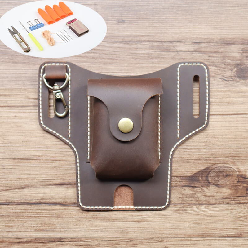 Men's Belt Phone Pouch Crazy Horse Leather DIY Kit – Babylon Leather