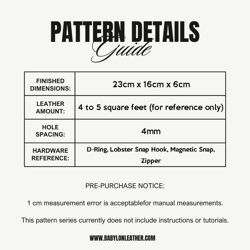 BABYLON™ Cute Crossbody Bag Project Pattern AAB - 861 - Babylon LeatherBabylon LeatherAAB - 861 - Kraft Board