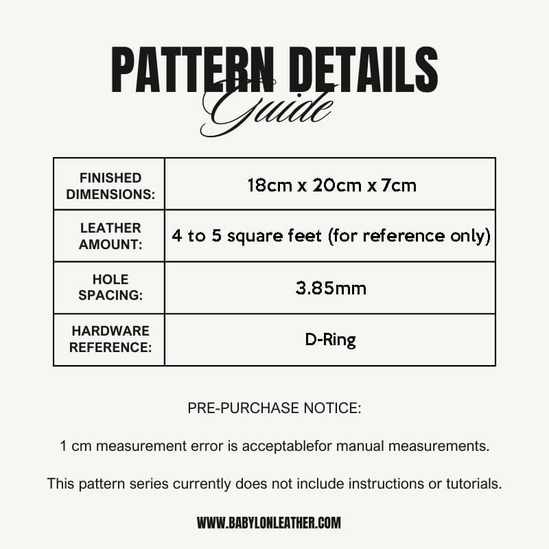 BABYLON™ Cute Handbag Crafting Pattern AAB - 632 - Babylon LeatherBabylon LeatherAAB - 632 - Kraft Board